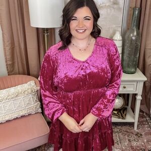 JODIFL Pink Velvet Dress